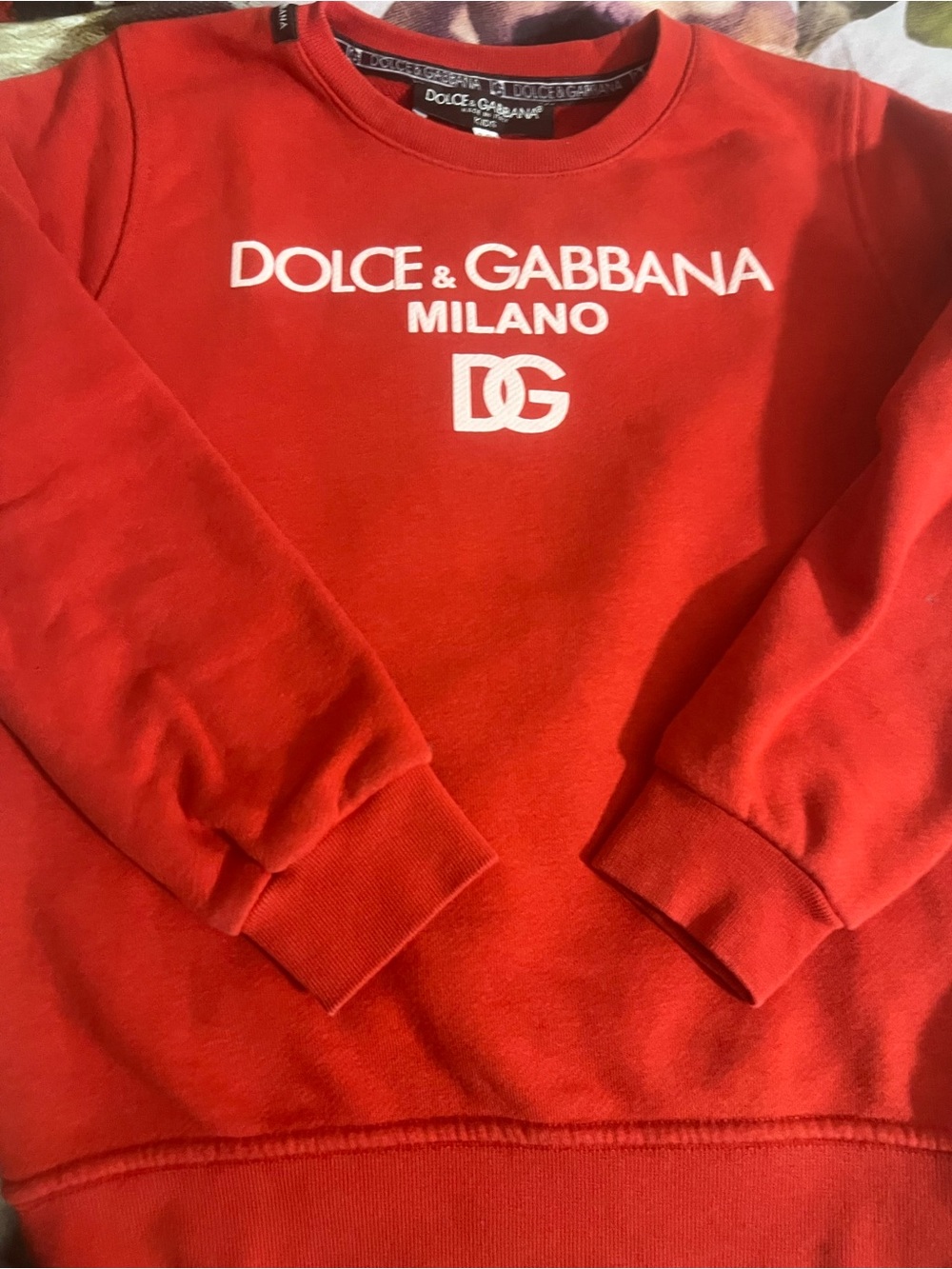 Dolce & Gabbana Red Crewneck Sweatshirt with White Logo